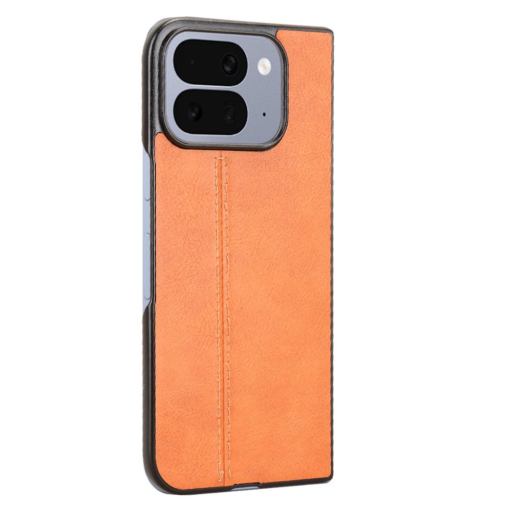 Google Pixel 10 Pro Fold Cow Pattern Sewing Back Cover Phone Case - Premium PU Leather Texture PC + TPU Shockproof Protective Case, Scratch Resistant Slim Lightweight Anti-Fingerprint Full Coverage Mobile Cover