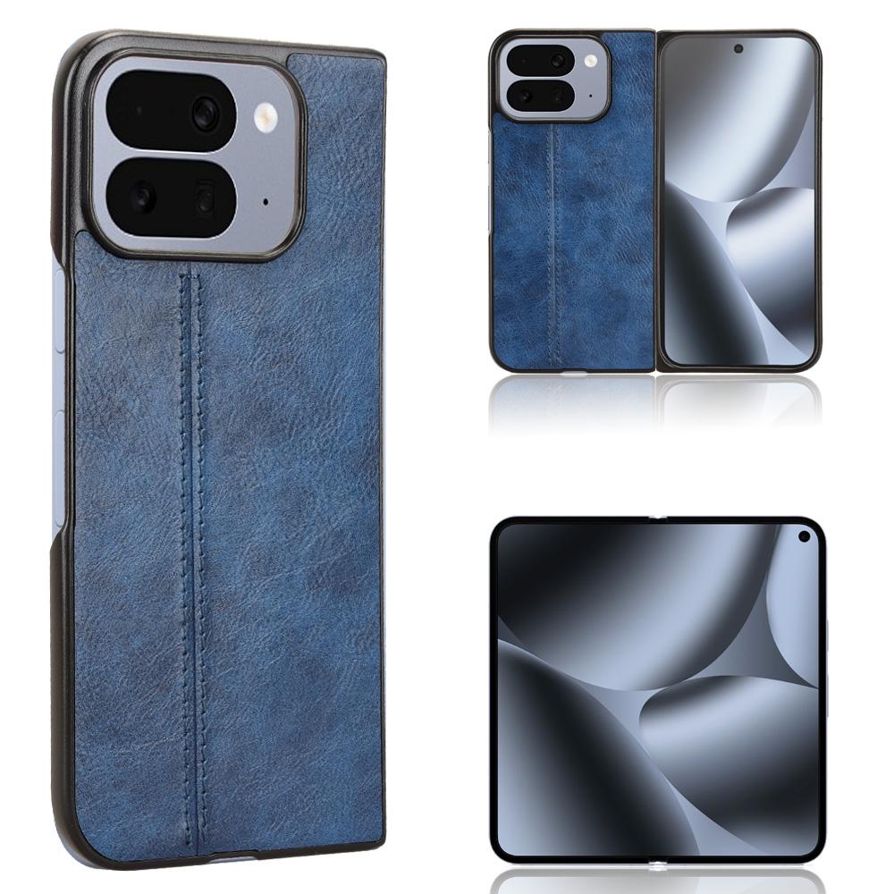 Google Pixel 10 Pro Fold Cow Pattern Sewing Back Cover Phone Case - Premium PU Leather Texture PC + TPU Shockproof Protective Case, Scratch Resistant Slim Lightweight Anti-Fingerprint Full Coverage Mobile Cover