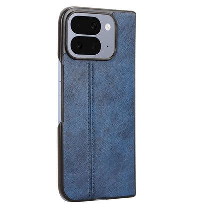Google Pixel 10 Pro Fold Cow Pattern Sewing Back Cover Phone Case - Premium PU Leather Texture PC + TPU Shockproof Protective Case, Scratch Resistant Slim Lightweight Anti-Fingerprint Full Coverage Mobile Cover