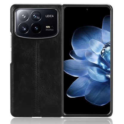 Xiaomi Mix Fold 4 Cow Pattern Sewing Back Cover Phone Case - Premium PU Leather Texture PC + TPU Shockproof Protective Case, Scratch Resistant Slim Lightweight Anti-Fingerprint Full Coverage Mobile Cover
