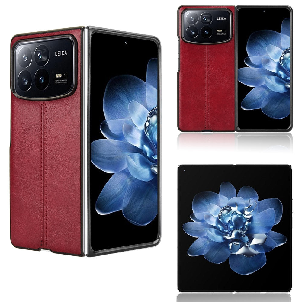 Xiaomi Mix Fold 4 Cow Pattern Sewing Back Cover Phone Case - Premium PU Leather Texture PC + TPU Shockproof Protective Case, Scratch Resistant Slim Lightweight Anti-Fingerprint Full Coverage Mobile Cover