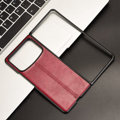 Xiaomi Mix Fold 4 Cow Pattern Sewing Back Cover Phone Case - Premium PU Leather Texture PC + TPU Shockproof Protective Case, Scratch Resistant Slim Lightweight Anti-Fingerprint Full Coverage Mobile Cover