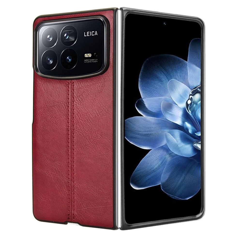 Xiaomi Mix Fold 4 Cow Pattern Sewing Back Cover Phone Case - Premium PU Leather Texture PC + TPU Shockproof Protective Case, Scratch Resistant Slim Lightweight Anti-Fingerprint Full Coverage Mobile Cover
