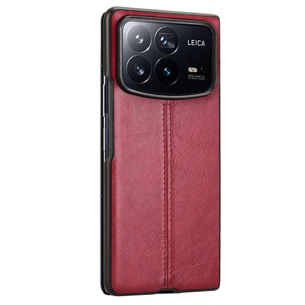 Xiaomi Mix Fold 4 Cow Pattern Sewing Back Cover Phone Case - Premium PU Leather Texture PC + TPU Shockproof Protective Case, Scratch Resistant Slim Lightweight Anti-Fingerprint Full Coverage Mobile Cover