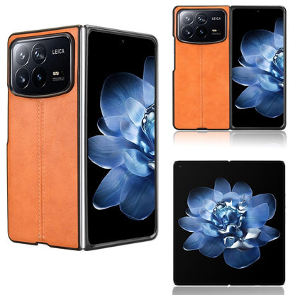 Xiaomi Mix Fold 4 Cow Pattern Sewing Back Cover Phone Case - Premium PU Leather Texture PC + TPU Shockproof Protective Case, Scratch Resistant Slim Lightweight Anti-Fingerprint Full Coverage Mobile Cover
