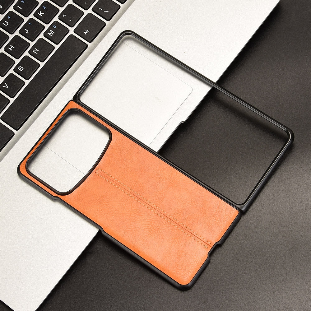 Xiaomi Mix Fold 4 Cow Pattern Sewing Back Cover Phone Case - Premium PU Leather Texture PC + TPU Shockproof Protective Case, Scratch Resistant Slim Lightweight Anti-Fingerprint Full Coverage Mobile Cover