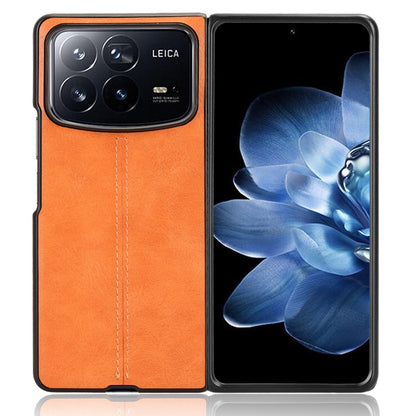 Xiaomi Mix Fold 4 Cow Pattern Sewing Back Cover Phone Case - Premium PU Leather Texture PC + TPU Shockproof Protective Case, Scratch Resistant Slim Lightweight Anti-Fingerprint Full Coverage Mobile Cover