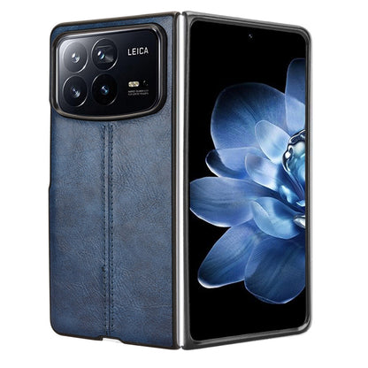 Xiaomi Mix Fold 4 Cow Pattern Sewing Back Cover Phone Case - Premium PU Leather Texture PC + TPU Shockproof Protective Case, Scratch Resistant Slim Lightweight Anti-Fingerprint Full Coverage Mobile Cover