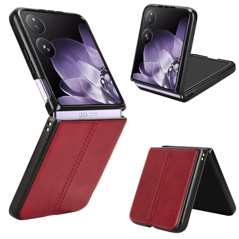 Xiaomi Mix Flip Cow Pattern Sewing Back Cover Phone Case - Premium PU Leather Texture PC + TPU Shockproof Protective Case, Scratch Resistant Slim Lightweight Anti-Fingerprint Full Coverage Mobile Cover