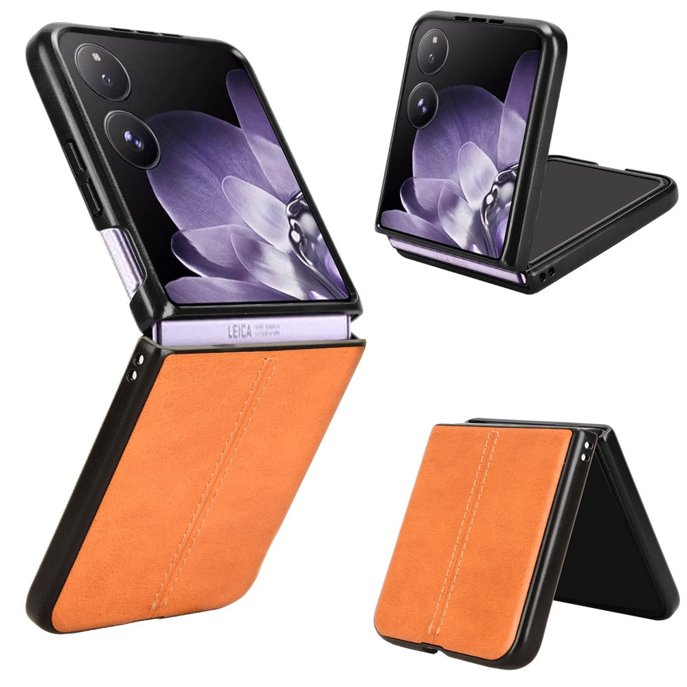 Xiaomi Mix Flip Cow Pattern Sewing Back Cover Phone Case - Premium PU Leather Texture PC + TPU Shockproof Protective Case, Scratch Resistant Slim Lightweight Anti-Fingerprint Full Coverage Mobile Cover