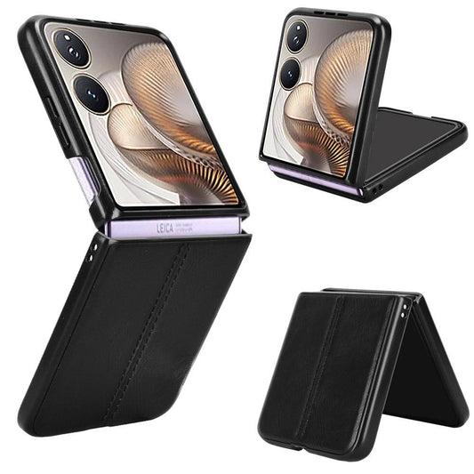 Xiaomi Mix Flip 2 Cow Pattern Sewing Back Cover Phone Case - Premium PU Leather Texture PC + TPU Shockproof Protective Case, Scratch Resistant Slim Lightweight Anti-Fingerprint Full Coverage Mobile Cover