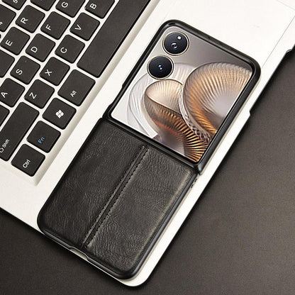 Xiaomi Mix Flip 2 Cow Pattern Sewing Back Cover Phone Case - Premium PU Leather Texture PC + TPU Shockproof Protective Case, Scratch Resistant Slim Lightweight Anti-Fingerprint Full Coverage Mobile Cover