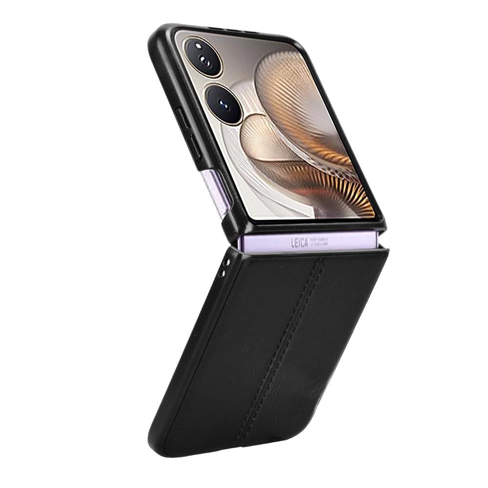 Xiaomi Mix Flip 2 Cow Pattern Sewing Back Cover Phone Case - Premium PU Leather Texture PC + TPU Shockproof Protective Case, Scratch Resistant Slim Lightweight Anti-Fingerprint Full Coverage Mobile Cover