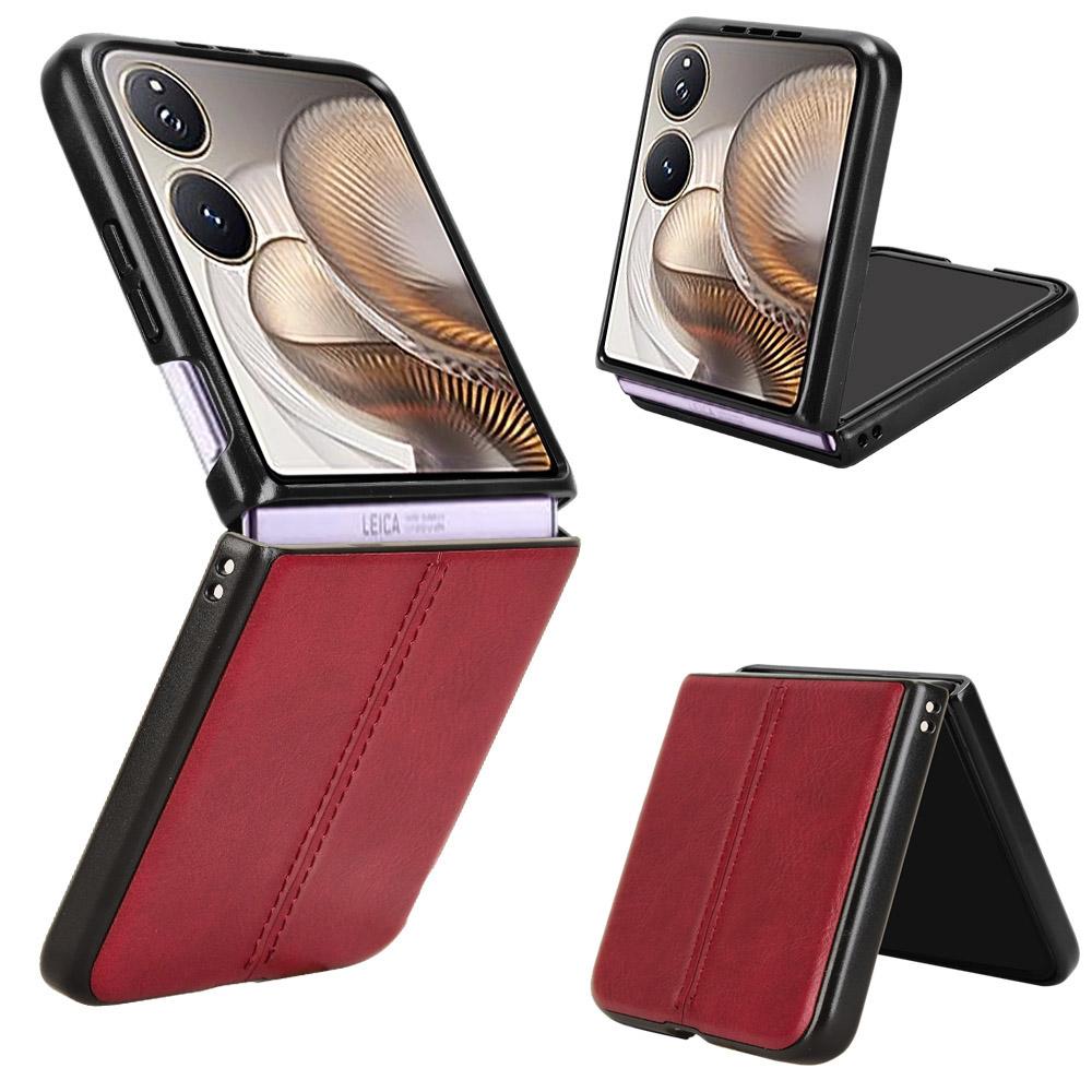Xiaomi Mix Flip 2 Cow Pattern Sewing Back Cover Phone Case - Premium PU Leather Texture PC + TPU Shockproof Protective Case, Scratch Resistant Slim Lightweight Anti-Fingerprint Full Coverage Mobile Cover