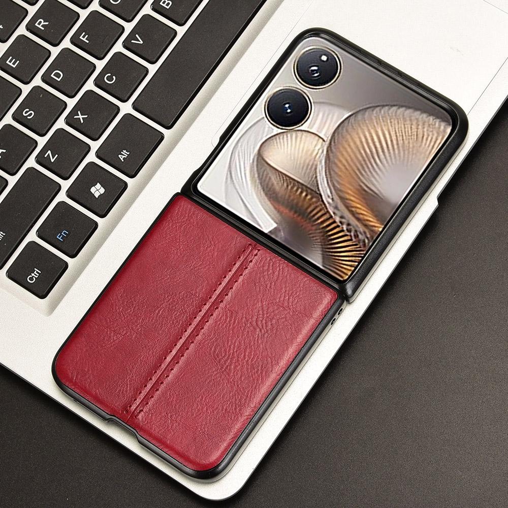 Xiaomi Mix Flip 2 Cow Pattern Sewing Back Cover Phone Case - Premium PU Leather Texture PC + TPU Shockproof Protective Case, Scratch Resistant Slim Lightweight Anti-Fingerprint Full Coverage Mobile Cover