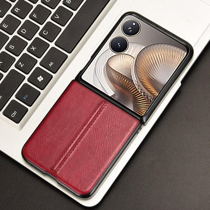 Xiaomi Mix Flip 2 Cow Pattern Sewing Back Cover Phone Case - Premium PU Leather Texture PC + TPU Shockproof Protective Case, Scratch Resistant Slim Lightweight Anti-Fingerprint Full Coverage Mobile Cover