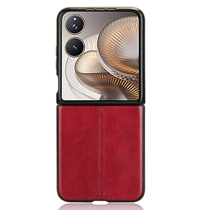 Xiaomi Mix Flip 2 Cow Pattern Sewing Back Cover Phone Case - Premium PU Leather Texture PC + TPU Shockproof Protective Case, Scratch Resistant Slim Lightweight Anti-Fingerprint Full Coverage Mobile Cover