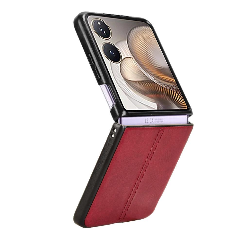 Xiaomi Mix Flip 2 Cow Pattern Sewing Back Cover Phone Case - Premium PU Leather Texture PC + TPU Shockproof Protective Case, Scratch Resistant Slim Lightweight Anti-Fingerprint Full Coverage Mobile Cover