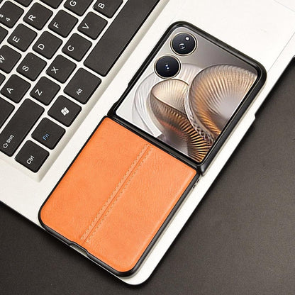 Xiaomi Mix Flip 2 Cow Pattern Sewing Back Cover Phone Case - Premium PU Leather Texture PC + TPU Shockproof Protective Case, Scratch Resistant Slim Lightweight Anti-Fingerprint Full Coverage Mobile Cover