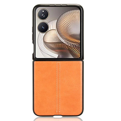 Xiaomi Mix Flip 2 Cow Pattern Sewing Back Cover Phone Case - Premium PU Leather Texture PC + TPU Shockproof Protective Case, Scratch Resistant Slim Lightweight Anti-Fingerprint Full Coverage Mobile Cover