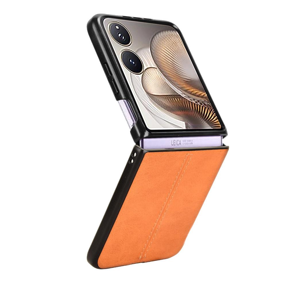 Xiaomi Mix Flip 2 Cow Pattern Sewing Back Cover Phone Case - Premium PU Leather Texture PC + TPU Shockproof Protective Case, Scratch Resistant Slim Lightweight Anti-Fingerprint Full Coverage Mobile Cover