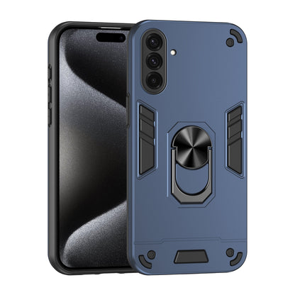 Samsung Galaxy A36 Shockproof Metal Ring Holder Phone Case with 360 degrees Rotating Kickstand, Ultra Slim Protective Cover, Raised Camera Guard, PC Silicone Armour Shell, Anti-Scratch Back & Edge Protection