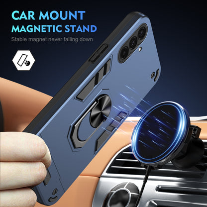 Samsung Galaxy A36 Shockproof Metal Ring Holder Phone Case with 360 degrees Rotating Kickstand, Ultra Slim Protective Cover, Raised Camera Guard, PC Silicone Armour Shell, Anti-Scratch Back & Edge Protection