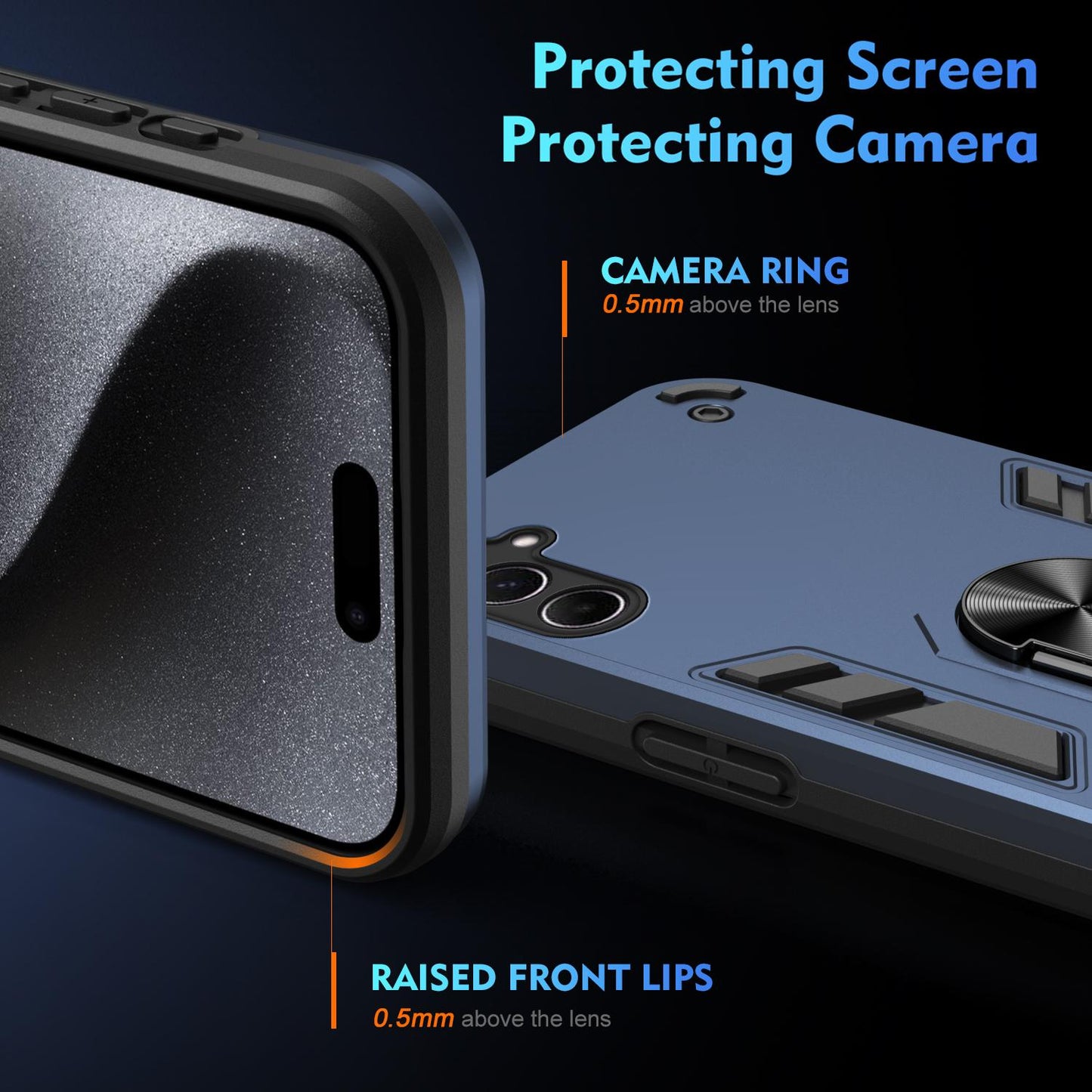 Samsung Galaxy A56 5G Shockproof Metal Ring Holder Phone Case with 360 degrees Rotating Kickstand, Ultra Slim Protective Cover, Raised Camera Guard, PC Silicone Armour Shell, Anti-Scratch Back & Edge Protection
