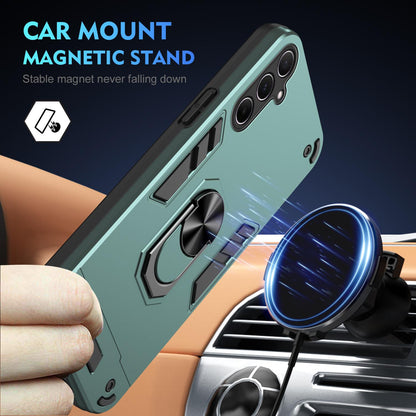Samsung Galaxy A56 5G Shockproof Metal Ring Holder Phone Case with 360 degrees Rotating Kickstand, Ultra Slim Protective Cover, Raised Camera Guard, PC Silicone Armour Shell, Anti-Scratch Back & Edge Protection