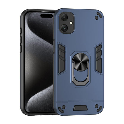 Samsung Galaxy A06 5G Shockproof Metal Ring Holder Phone Case with 360 degrees Rotating Kickstand, Ultra Slim Protective Cover, Raised Camera Guard, PC Silicone Armour Shell, Anti-Scratch Back & Edge Protection