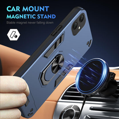 Samsung Galaxy A06 5G Shockproof Metal Ring Holder Phone Case with 360 degrees Rotating Kickstand, Ultra Slim Protective Cover, Raised Camera Guard, PC Silicone Armour Shell, Anti-Scratch Back & Edge Protection