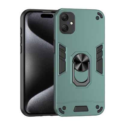 Samsung Galaxy A06 5G Shockproof Metal Ring Holder Phone Case with 360 degrees Rotating Kickstand, Ultra Slim Protective Cover, Raised Camera Guard, PC Silicone Armour Shell, Anti-Scratch Back & Edge Protection
