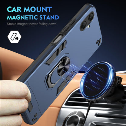Samsung Galaxy A07 4G Shockproof Metal Ring Holder Phone Case with 360 degrees Rotating Kickstand, Ultra Slim Protective Cover, Raised Camera Guard, PC Silicone Armour Shell, Anti-Scratch Back & Edge Protection