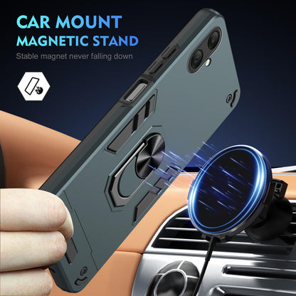 Samsung Galaxy A07 4G Shockproof Metal Ring Holder Phone Case with 360 degrees Rotating Kickstand, Ultra Slim Protective Cover, Raised Camera Guard, PC Silicone Armour Shell, Anti-Scratch Back & Edge Protection
