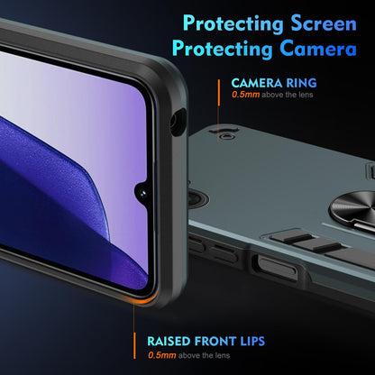 Samsung Galaxy A07 4G Shockproof Metal Ring Holder Phone Case with 360 degrees Rotating Kickstand, Ultra Slim Protective Cover, Raised Camera Guard, PC Silicone Armour Shell, Anti-Scratch Back & Edge Protection