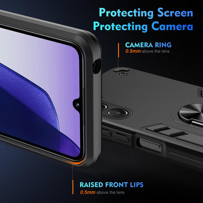 Samsung Galaxy A17 5G Shockproof Metal Ring Holder Phone Case with 360 degrees Rotating Kickstand, Ultra Slim Protective Cover, Raised Camera Guard, PC Silicone Armour Shell, Anti-Scratch Back & Edge Protection