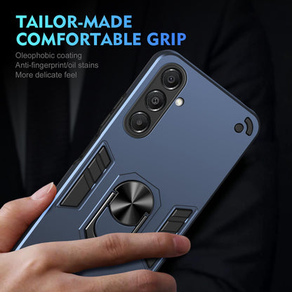 Samsung Galaxy A17 5G Shockproof Metal Ring Holder Phone Case with 360 degrees Rotating Kickstand, Ultra Slim Protective Cover, Raised Camera Guard, PC Silicone Armour Shell, Anti-Scratch Back & Edge Protection