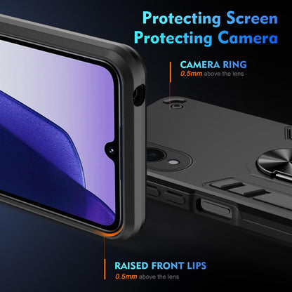 Samsung Galaxy S25 Edge 5G Shockproof Metal Ring Holder Phone Case with 360 degrees Rotating Kickstand, Ultra Slim Protective Cover, Raised Camera Guard, PC Silicone Armour Shell, Anti-Scratch Back & Edge Protection