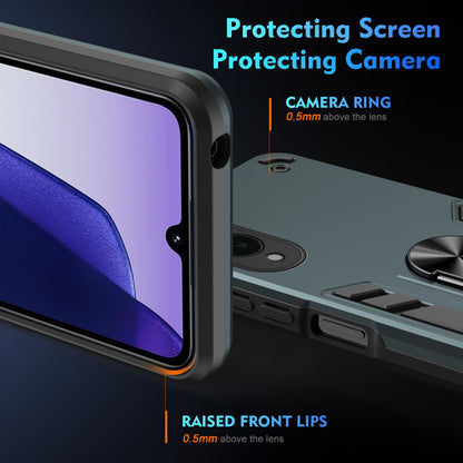 Samsung Galaxy S25 Edge 5G Shockproof Metal Ring Holder Phone Case with 360 degrees Rotating Kickstand, Ultra Slim Protective Cover, Raised Camera Guard, PC Silicone Armour Shell, Anti-Scratch Back & Edge Protection