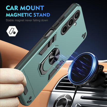 Samsung Galaxy S25 FE 5G Shockproof Metal Ring Holder Phone Case with 360 degrees Rotating Kickstand, Ultra Slim Protective Cover, Raised Camera Guard, PC Silicone Armour Shell, Anti-Scratch Back & Edge Protection
