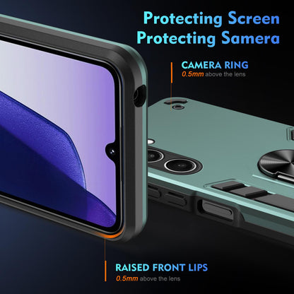 Samsung Galaxy S25 FE 5G Shockproof Metal Ring Holder Phone Case with 360 degrees Rotating Kickstand, Ultra Slim Protective Cover, Raised Camera Guard, PC Silicone Armour Shell, Anti-Scratch Back & Edge Protection