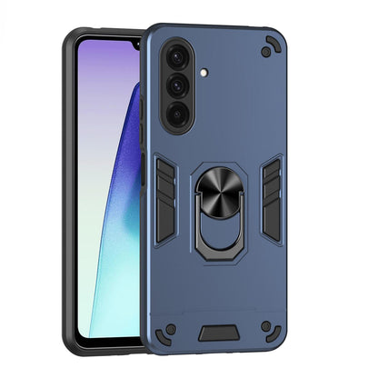 Samsung Galaxy A37 5G Shockproof Metal Ring Holder Phone Case with 360 degrees Rotating Kickstand, Ultra Slim Protective Cover, Raised Camera Guard, PC Silicone Armour Shell, Anti-Scratch Back & Edge Protection