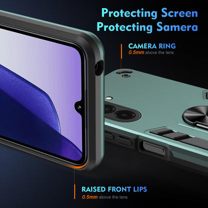 Samsung Galaxy A37 5G Shockproof Metal Ring Holder Phone Case with 360 degrees Rotating Kickstand, Ultra Slim Protective Cover, Raised Camera Guard, PC Silicone Armour Shell, Anti-Scratch Back & Edge Protection