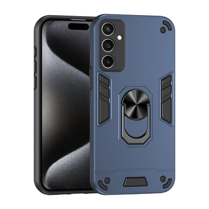 Samsung Galaxy S24 FE 5G Shockproof Metal Ring Holder Phone Case with 360 degrees Rotating Kickstand, Ultra Slim Protective Cover, Raised Camera Guard, PC Silicone Armour Shell, Anti-Scratch Back & Edge Protection