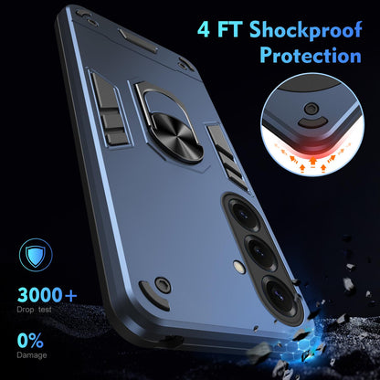 Samsung Galaxy S26 5G Shockproof Metal Ring Holder Phone Case with 360 degrees Rotating Kickstand, Ultra Slim Protective Cover, Raised Camera Guard, PC Silicone Armour Shell, Anti-Scratch Back & Edge Protection