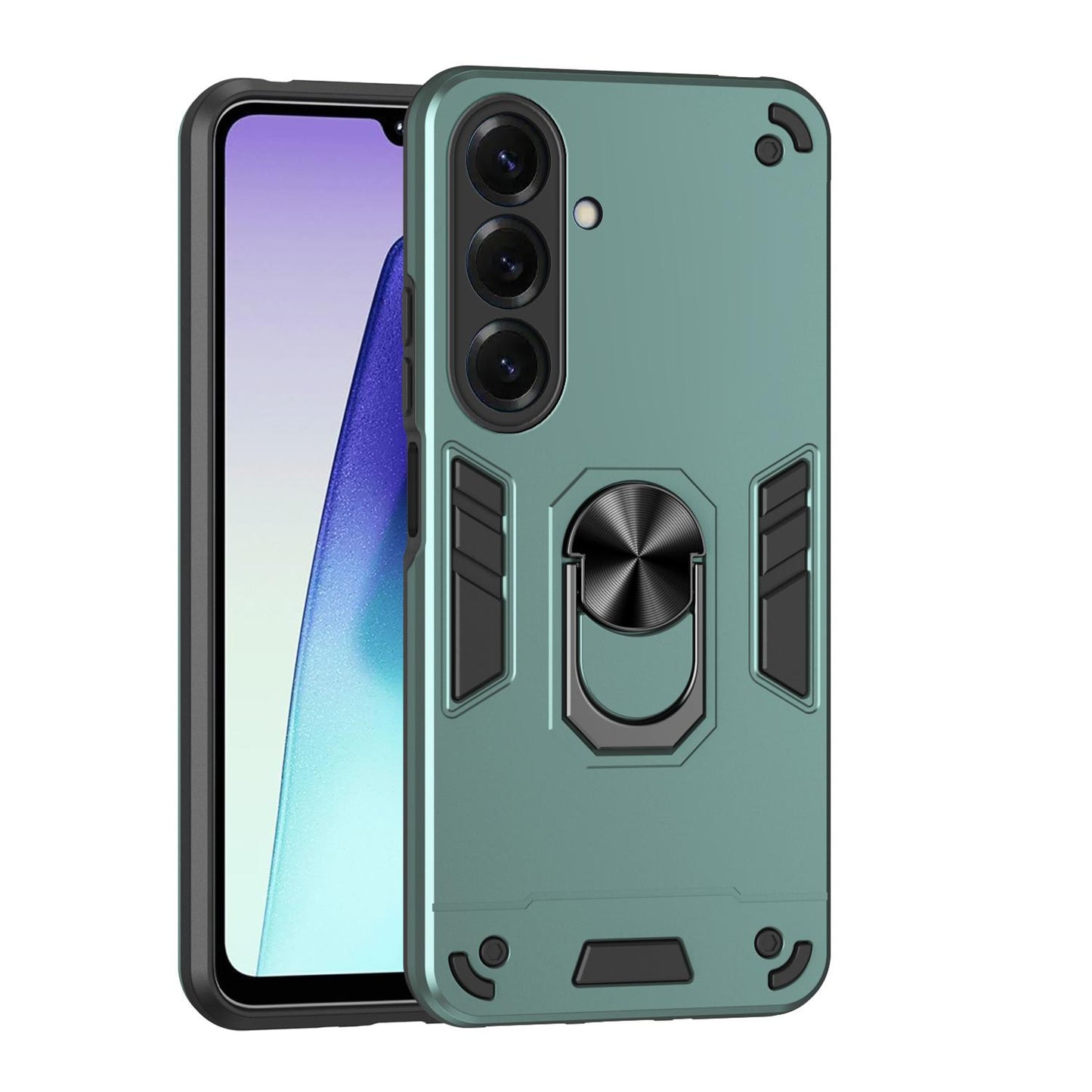 Samsung Galaxy S26 5G Shockproof Metal Ring Holder Phone Case with 360 degrees Rotating Kickstand, Ultra Slim Protective Cover, Raised Camera Guard, PC Silicone Armour Shell, Anti-Scratch Back & Edge Protection