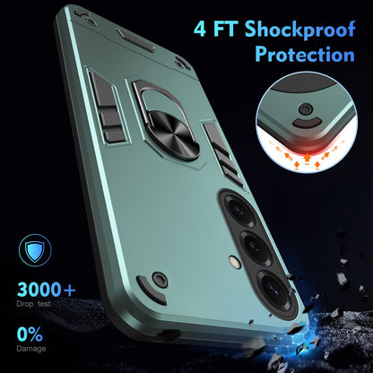 Samsung Galaxy S26 5G Shockproof Metal Ring Holder Phone Case with 360 degrees Rotating Kickstand, Ultra Slim Protective Cover, Raised Camera Guard, PC Silicone Armour Shell, Anti-Scratch Back & Edge Protection