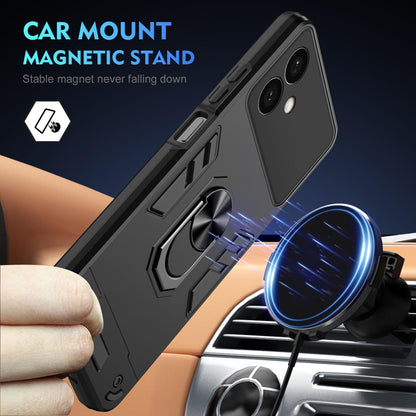 Samsung Galaxy S26+ 5G Shockproof Metal Ring Holder Phone Case with 360 degrees Rotating Kickstand, Ultra Slim Protective Cover, Raised Camera Guard, PC Silicone Armour Shell, Anti-Scratch Back & Edge Protection