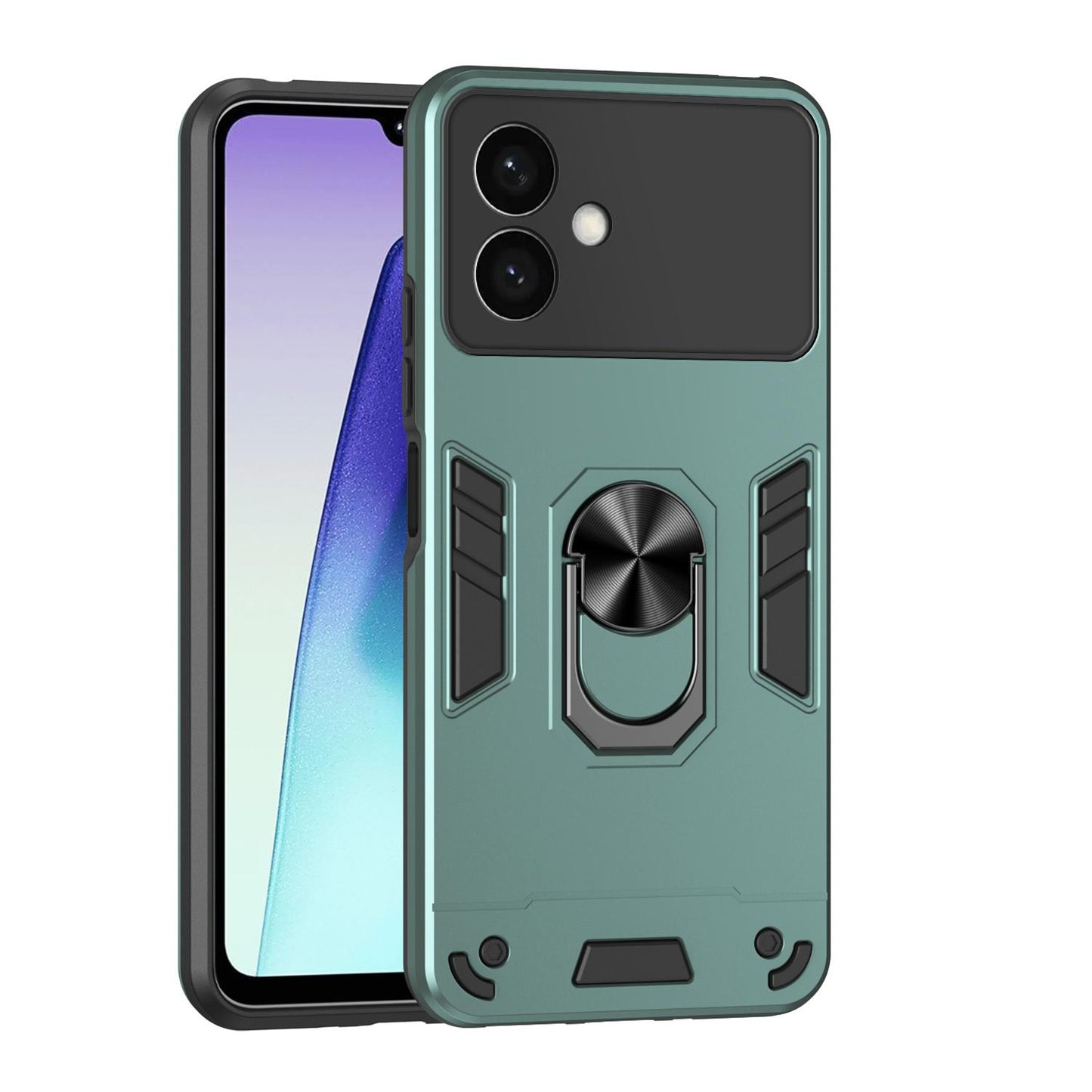 Samsung Galaxy S26+ 5G Shockproof Metal Ring Holder Phone Case with 360 degrees Rotating Kickstand, Ultra Slim Protective Cover, Raised Camera Guard, PC Silicone Armour Shell, Anti-Scratch Back & Edge Protection