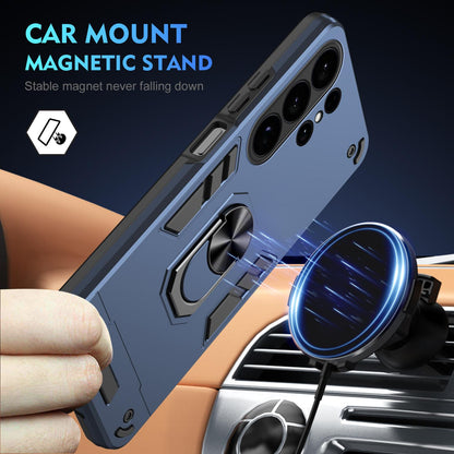 Samsung Galaxy S26 Ultra 5G Shockproof Metal Ring Holder Phone Case with 360 degrees Rotating Kickstand, Ultra Slim Protective Cover, Raised Camera Guard, PC Silicone Armour Shell, Anti-Scratch Back & Edge Protection